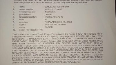 Warinussy Desak Kapolda Papua Barat Tangkap Sekda Teluk Wondama Berdasarkan Laporan  Polisi Penganiyaan