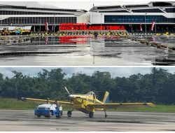 Terkena Kerikil di Ilaga, Pesawat AMAN Alami Pecah Ban di Mimika