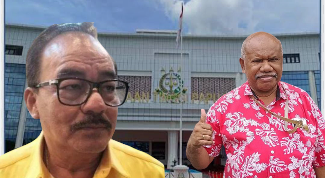 Anggota DPR RI Fraksi Partai Golkar Dapil Papua Barat, Robert Kardinal, dan Direktur Eksekutif LP3BH Manokwari, Yan Christian Warinussy